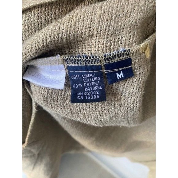 Lizsport Tan Long Length Oversized Button Down Linen Blend Long Sleeve - Size M - Picture 5 of 6